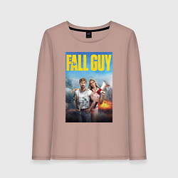 Лонгслив хлопковый женский Ryan Gosling and Emily Blunt the fall guy, цвет: пыльно-розовый