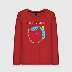 Лонгслив хлопковый женский Joy Division rock star cat, цвет: красный