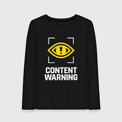 Лонгслив хлопковый женский Content Warning logo, цвет: черный