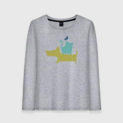 Лонгслив хлопковый женский Bird dog cat, цвет: меланж