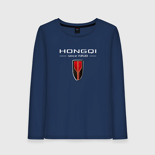 Женский лонгслив Hongqi - logo / Тёмно-синий – фото 1