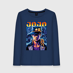 Лонгслив хлопковый женский Jojo - Jotaro Kujo ai art, цвет: тёмно-синий