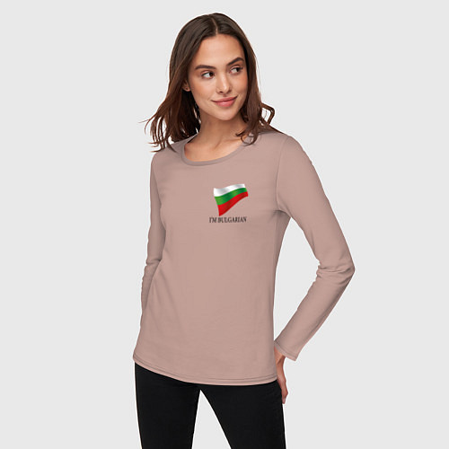 Женский лонгслив Im Bulgarian - motto / Пыльно-розовый – фото 3