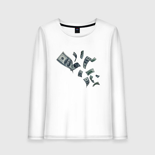 Женский лонгслив Я люблю деньги / Белый – фото 1