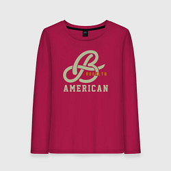 Лонгслив хлопковый женский Brooklyn american, цвет: маджента