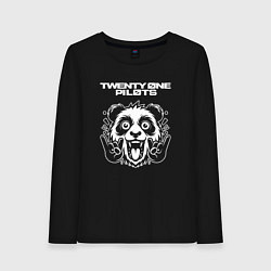 Лонгслив хлопковый женский Twenty One Pilots rock panda, цвет: черный
