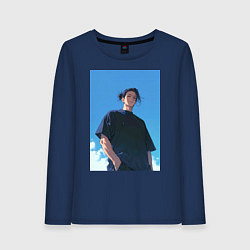 Лонгслив хлопковый женский Сугуру Гэто, цвет: тёмно-синий