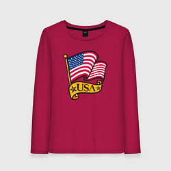 Лонгслив хлопковый женский American flag, цвет: маджента