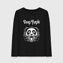 Лонгслив хлопковый женский Deep Purple rock panda, цвет: черный