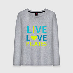Лонгслив хлопковый женский Пилатес - любовь, цвет: меланж