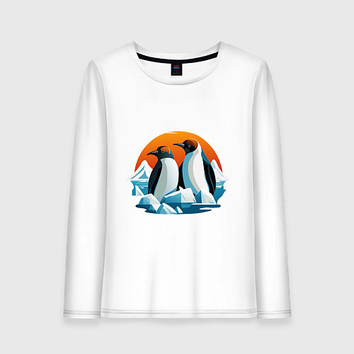 Женский лонгслив Пингвины среди льдов / Белый – фото 1