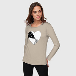 Лонгслив хлопковый женский Любовь к космосу, цвет: миндальный — фото 2