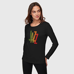 Лонгслив хлопковый женский Jazz retro in color, цвет: черный — фото 2