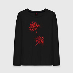 Лонгслив хлопковый женский Токийский гуль Паучья лилия, цвет: черный