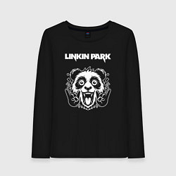 Лонгслив хлопковый женский Linkin Park rock panda, цвет: черный