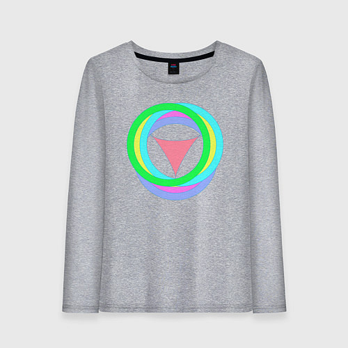 Женский лонгслив Кольца окружностей с треугольником / Меланж – фото 1