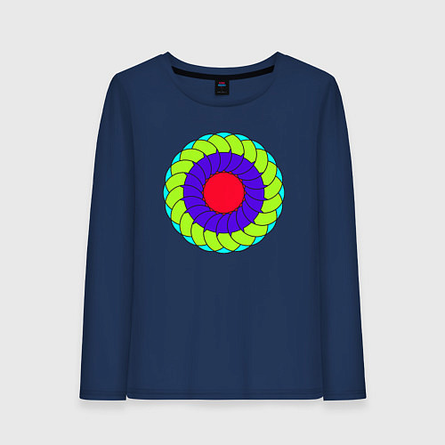 Женский лонгслив Неоновое колесо / Тёмно-синий – фото 1