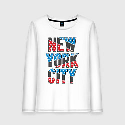 Лонгслив хлопковый женский Америка Нью-Йорк, цвет: белый