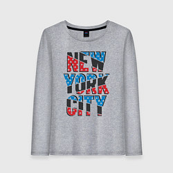 Лонгслив хлопковый женский Америка Нью-Йорк, цвет: меланж