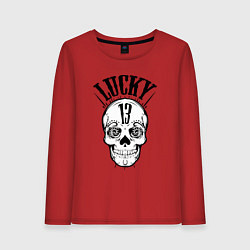 Лонгслив хлопковый женский Lucky skull, цвет: красный