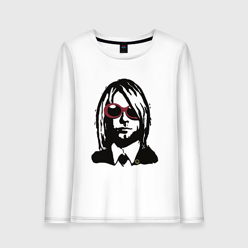 Женский лонгслив Kurt Cobain Nirvana portrait / Белый – фото 1