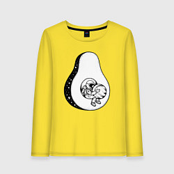 Лонгслив хлопковый женский Космонавт и авокадо, цвет: желтый