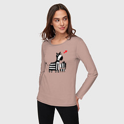 Лонгслив хлопковый женский Zebra love, цвет: пыльно-розовый — фото 2