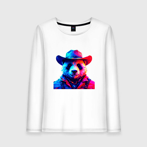 Женский лонгслив Панда ковбой / Белый – фото 1