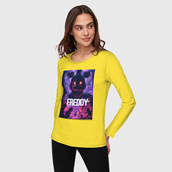 Лонгслив хлопковый женский Freddy - мишка Фредди, цвет: желтый — фото 2