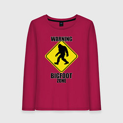 Лонгслив хлопковый женский Предупреждающий знак Bigfoot zone, цвет: маджента