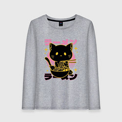 Женский лонгслив Котик с лапшой