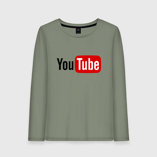 Женский лонгслив You tube logo / Авокадо – фото 1
