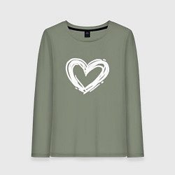 Лонгслив хлопковый женский Белое сердце, цвет: авокадо