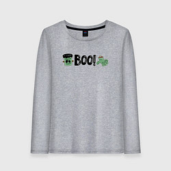 Лонгслив хлопковый женский Франкенштейн: хэллоуинская страшилка, цвет: меланж