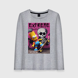 Лонгслив хлопковый женский Bart Simpson and skateboard - extreme, цвет: меланж