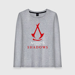 Лонгслив хлопковый женский Assassins creed shadows logo, цвет: меланж