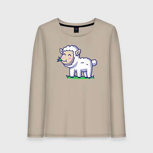 Женский лонгслив Овечка на лугу / Миндальный – фото 1