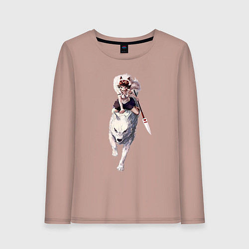 Женский лонгслив Принцесса Мононоке волк / Пыльно-розовый – фото 1