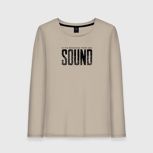 Женский лонгслив В начале был звук / Миндальный – фото 1
