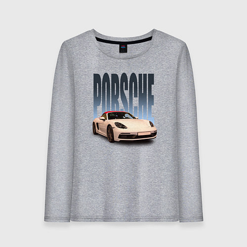 Женский лонгслив Porsche 911 Turbo винтажный немецкий автомобиль / Меланж – фото 1