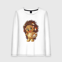 Лонгслив хлопковый женский Красивый добрый ежик, цвет: белый