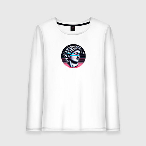 Женский лонгслив Голова древней статуи vaporwave / Белый – фото 1