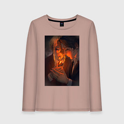 Лонгслив хлопковый женский Патриотизм Мориарти Шерлок Холмс Детектив, цвет: пыльно-розовый