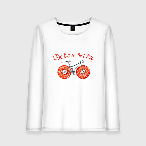 Женский лонгслив Велосипед с пончиками - dolce vita / Белый – фото 1