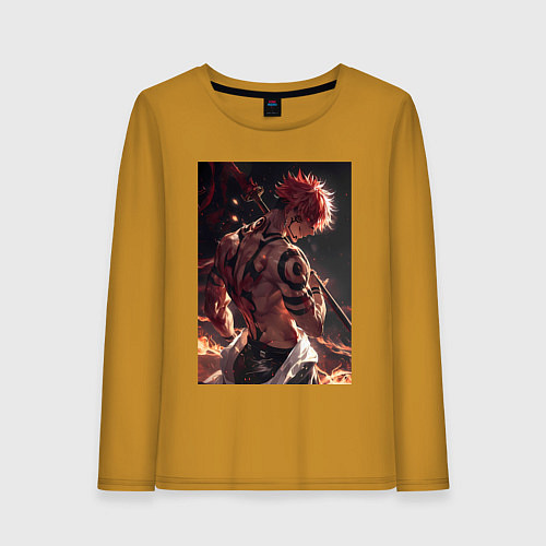 Женский лонгслив Магическая битва Сукуна Рёмэн демон / Горчичный – фото 1