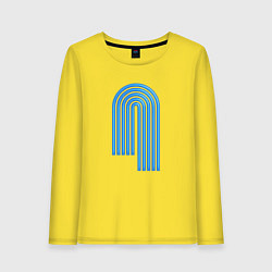 Лонгслив хлопковый женский Голубой орнамент, цвет: желтый