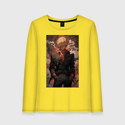 Лонгслив хлопковый женский Ван-Пис Санджи кок, цвет: желтый