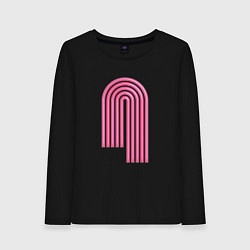 Лонгслив хлопковый женский Розовый орнамент, цвет: черный