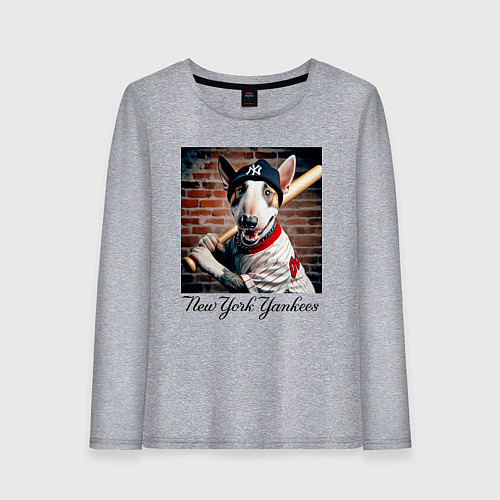 Женский лонгслив Bull terrier - New York yankees baseball team / Меланж – фото 1