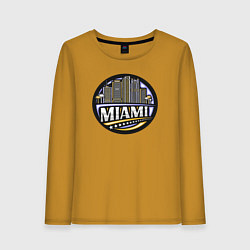 Лонгслив хлопковый женский Город Майами, цвет: горчичный